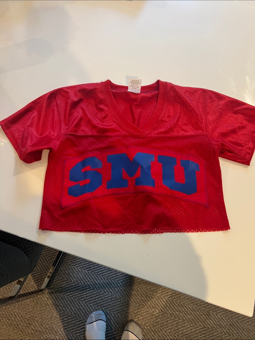 Red Ladies Cropped SMU Jersey Top for Bed party !!